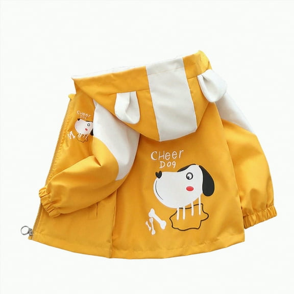 Jkety Toddler Jackets Boys Toddler Fleece Jacket Baby Boys Girls Hooded Zipper Long Sleeve Thick Warm Outerwear Yellow,1-2 Years