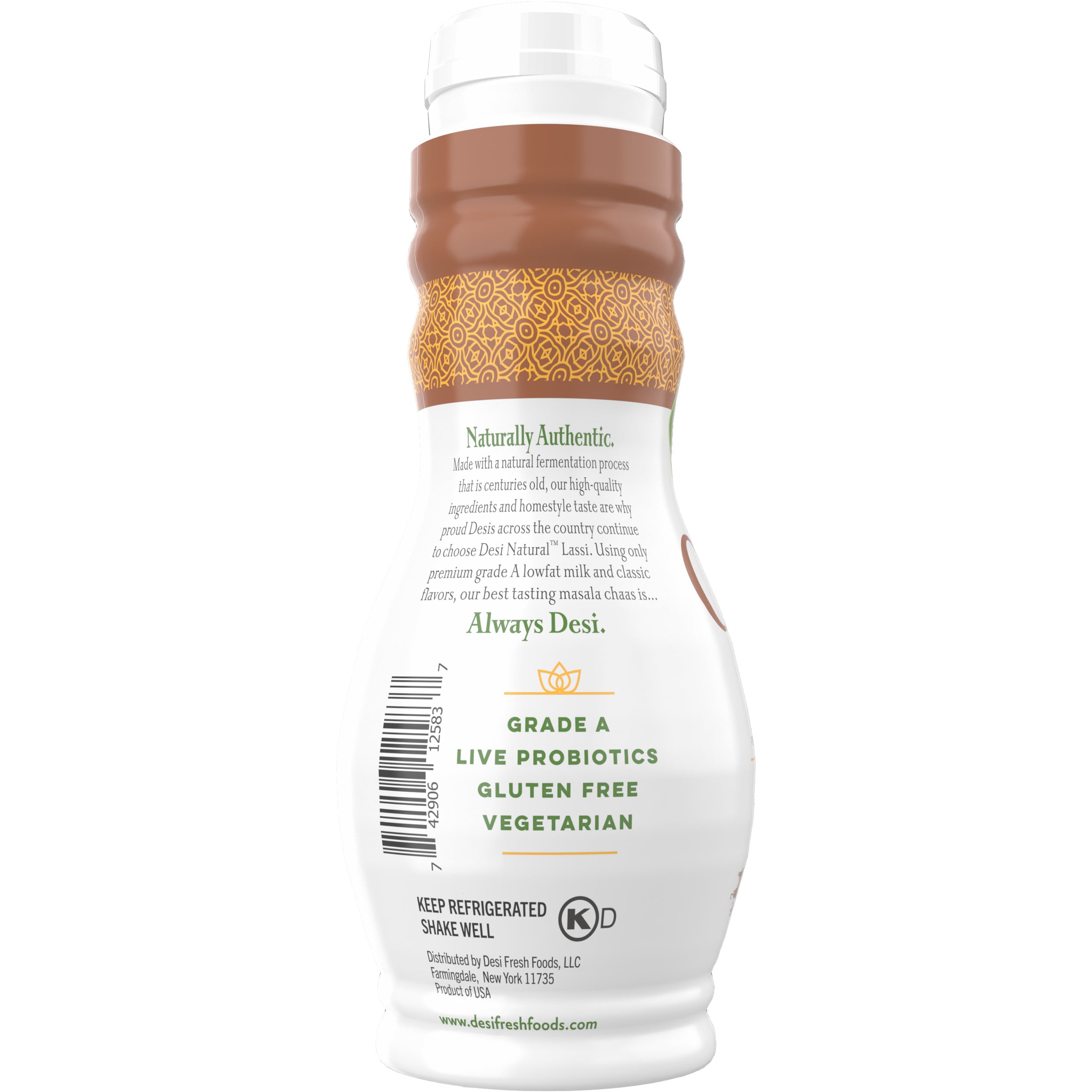 Desi Natural Masala Chaas Homestyle Indian Low-Fat Yogurt Drinkable Refrigerated Liquid in Resealable Plastic Bottle, 10 fl oz, 1 Count