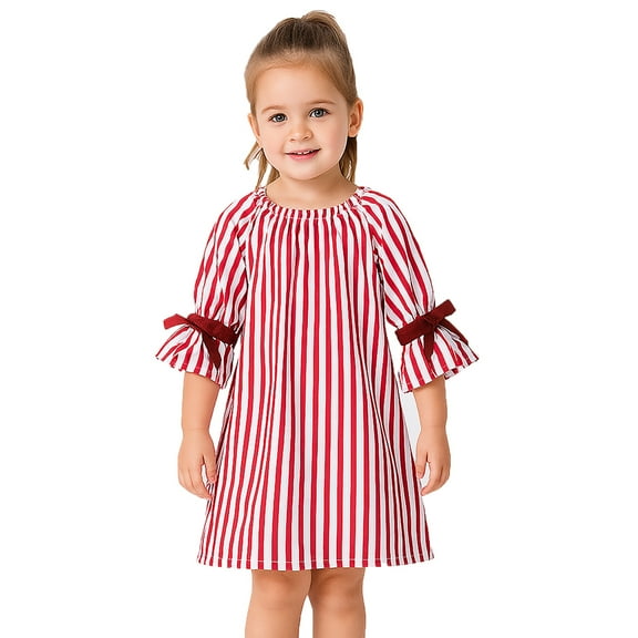 REDARER Girls Long Sleeve Striped Sleep Dress and Pajama Soft Casual Loungewear for Toddlers and Kids Comfortable Nightwear Outfit,Kids Clothing,Size:13-14 Years