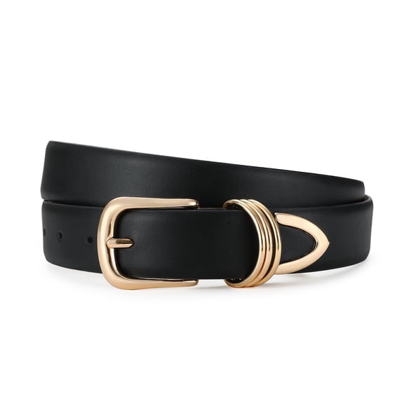 AI DEEBLUE Belts for Women with Gold Buckle Faux Leather Belts Fashion Casual Belts for Jeans