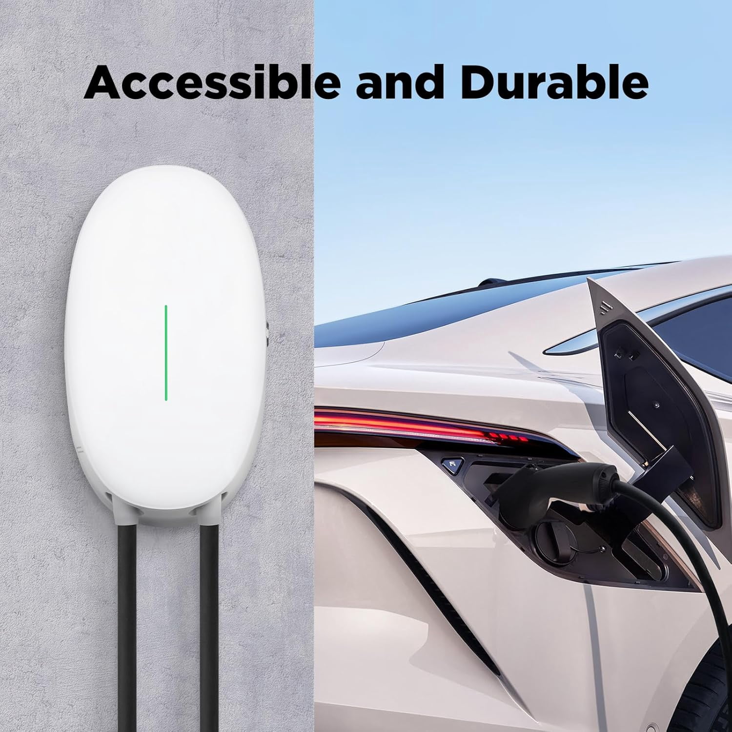 Level 2 EV Charger, 40A 240V 9.6kW, Home Charging Station, NEMA 14-50 Plug, J1772 25' Cable Fast Wallbox for all j1772 car