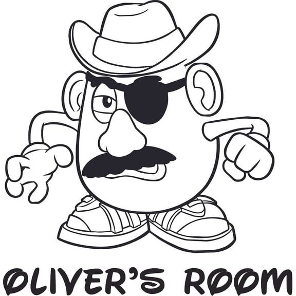 Mr. Potato Head Wall Art Design Customized Name Wall Decal - Custom Vinyl Wall Art - Personalized Name - Baby Girls Boys Kids Bedroom Wall Art Decal Room Decor Sticker Decoration Size (40x40 inch)