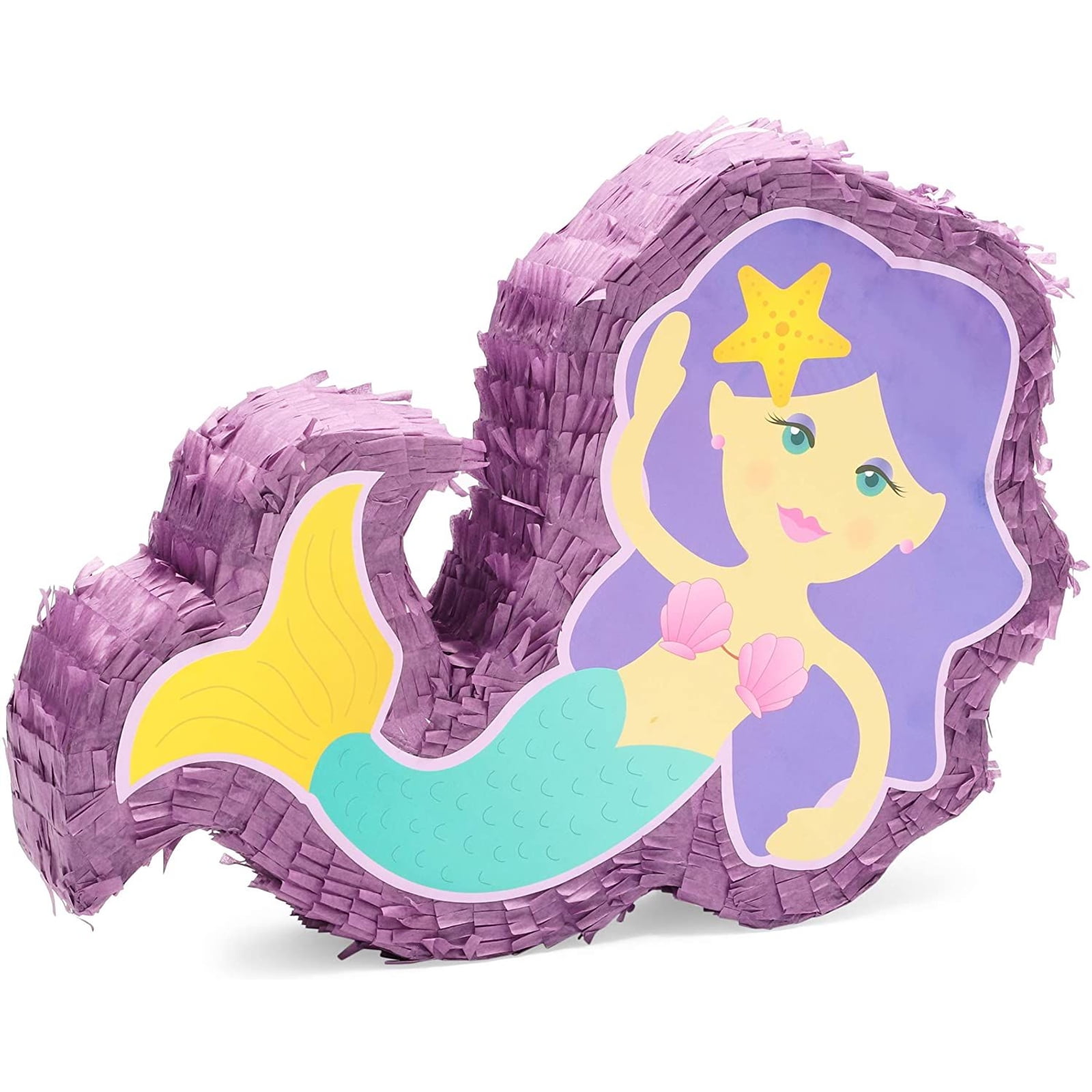 Small Mermaid Pinata for Ocean Theme Birthday Party, 15.8 x 11.5 x 3.1 In
