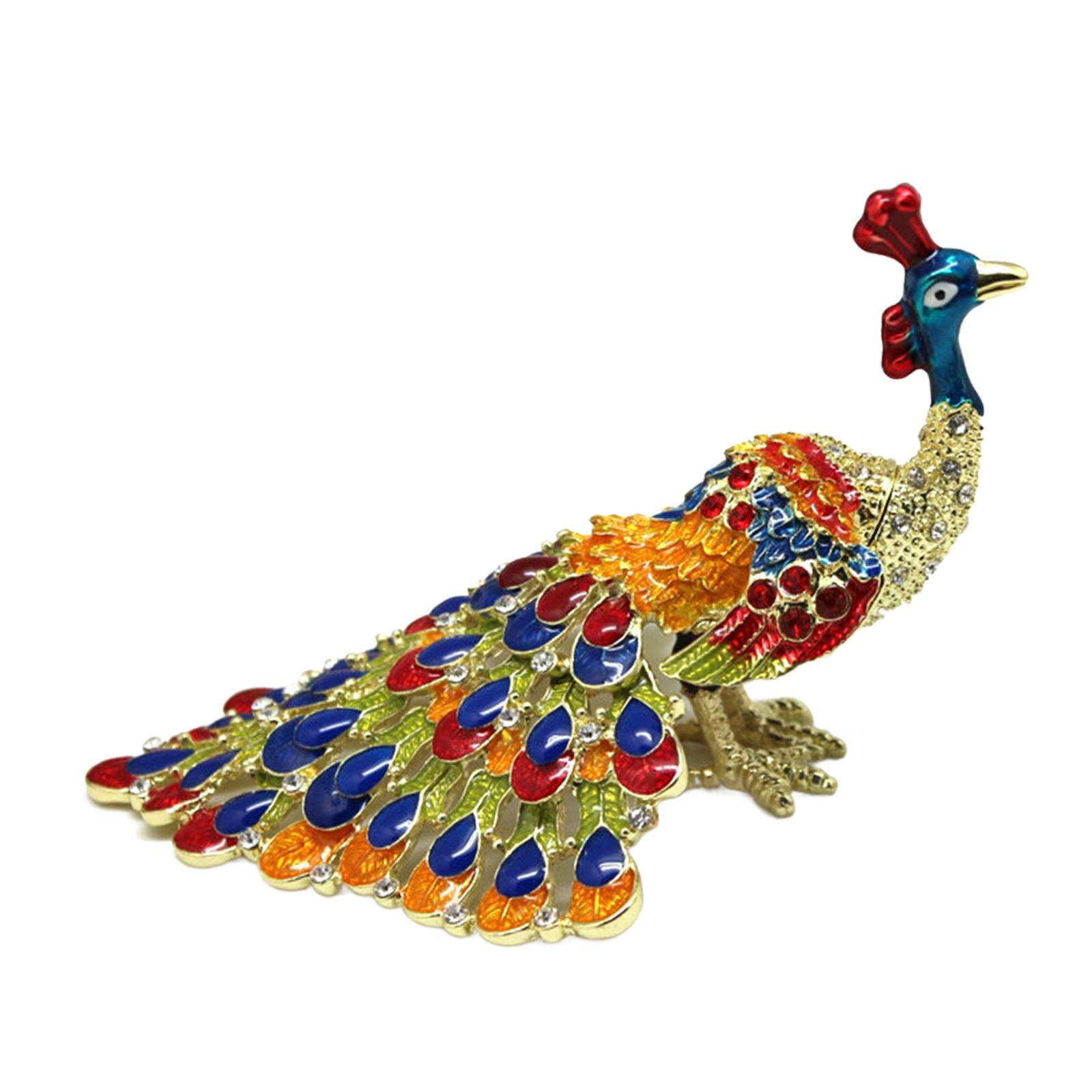 Milageto Enameled Jewelry Box Collectibles Gifts for Women Ornate Peacock Trinket Box blue