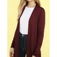 thumbnail image 4 of Made by Johnny Women's Casual Soft Drape Open Front Lightweight Long Sleeve Cardigan XL WINE, 4 of 6