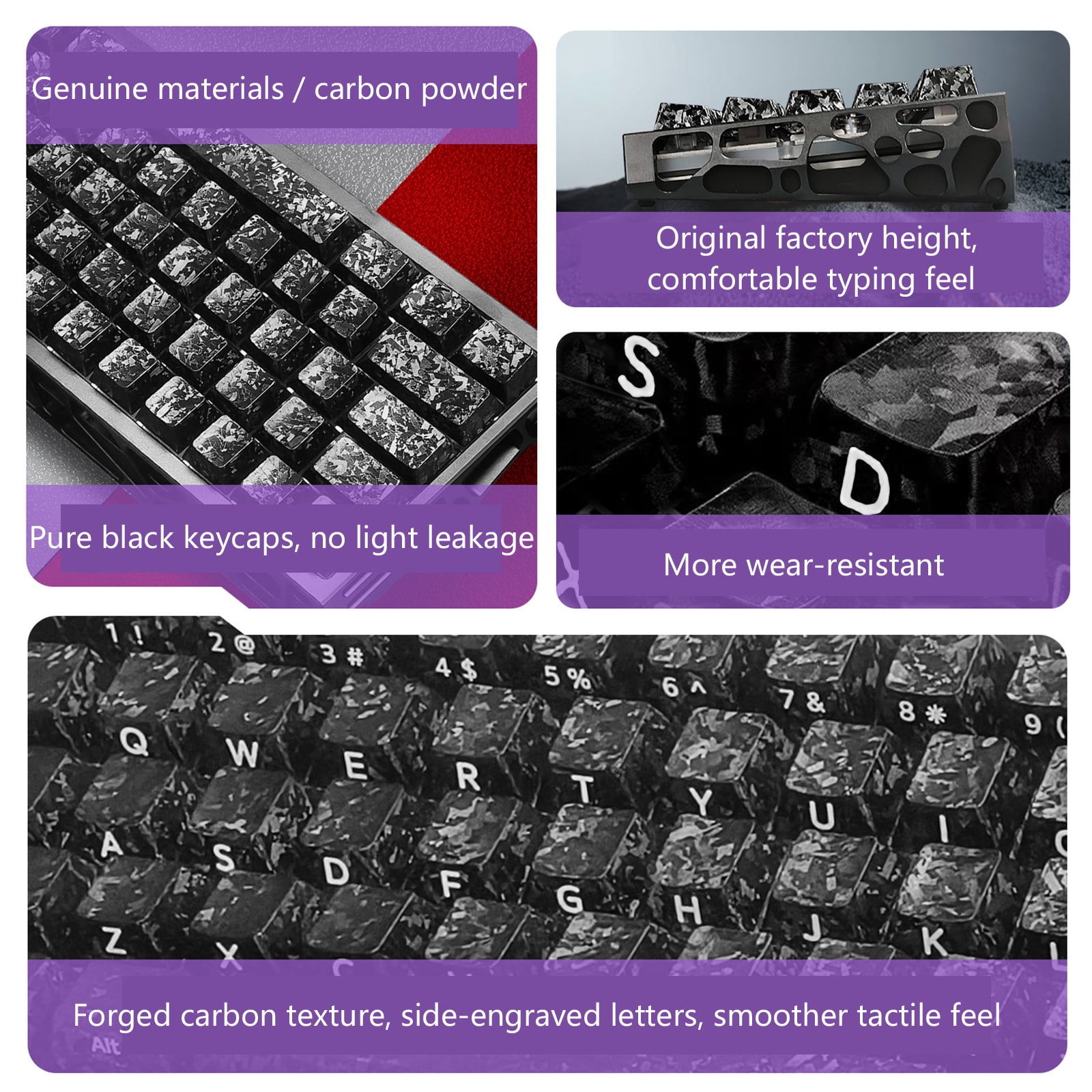 Carbon Texture 119 Keys Keycap Full Set Gaming Mechanical Keyboards Enhancing Aesthetics Longevity