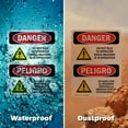thumbnail image 6 of (2 Pack) Do Not Talk To Operator Bilingual OSHA Danger Sign 7 Inch X 10 Inch Indoor / Outdoor Rust-Free Aluminum Metal Signs for Workplace, Workshop, and Construction Site, Made in the, 6 of 8