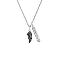 thumbnail image 2 of Delight Jewelry Silvertone Medium Black Enamel Angel Wing Silvertone Guardian Angel Bar Charm Necklace, 23", 2 of 4