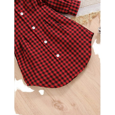 

Casual Gingham Collar Shirt Long Sleeve Multicolor Baby Dresses (Baby s)