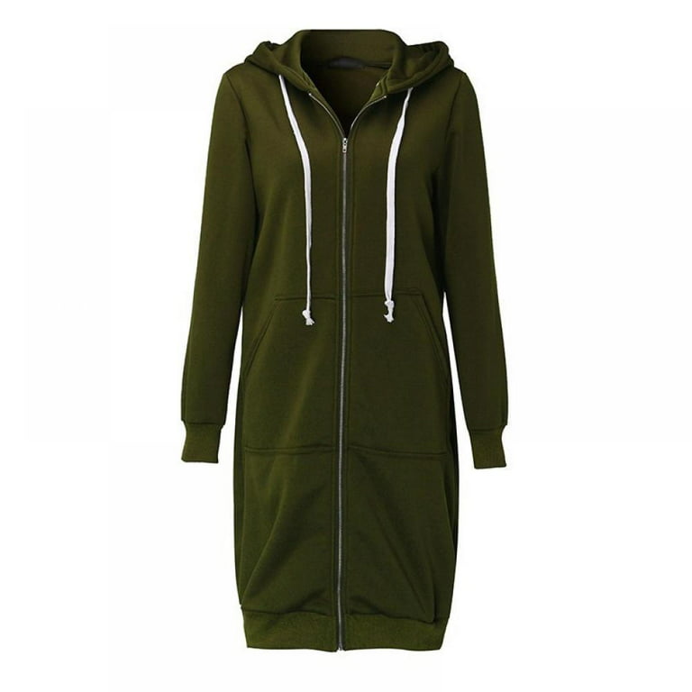 Fleece Dress with Hood & Fancy Details for Girls - green, Girls