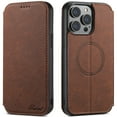 thumbnail image 2 of ELEHOLD for iPhone 15 6.1" Retro Wallet Case Premium Leather with Card Slots Kickstand Function Magnetic Absorption Compatible with MagSafe Charging Shockproof Protective Case for iPhone 15,Brown, 2 of 11