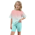 thumbnail image 7 of Gamivast Girls Clothes Summer 2 Piece Outfits Fashion Gradient Color Drop Shoulder T-Shirts and Shorts Sets Vacation Casual Kids Clothing Sets Pink 6-8 Camiseta De Para Niños, 7 of 7