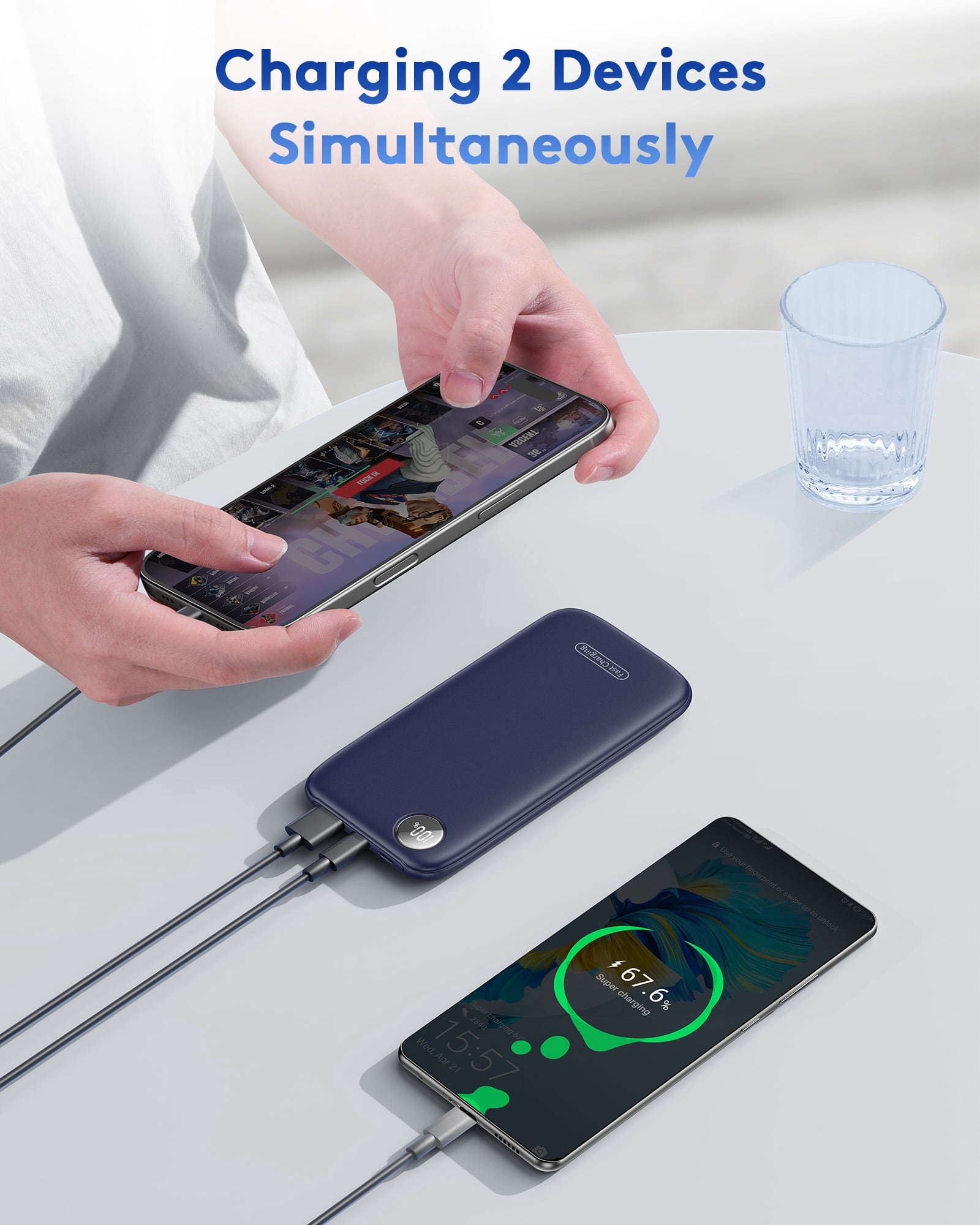 Fast Charging Power Bank, 10000mah Portable Charger for iPhone, 22.5W USB C in&Out Battery Pack Phone Charger Portable, Slim Powerbank for iPhone 17/16/15 Series, Samsung, Google,Android