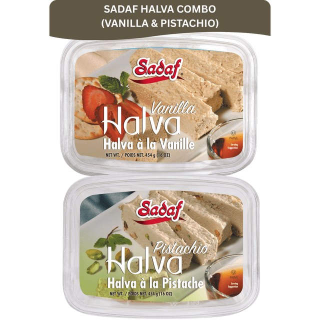 Sadaf Halva Combo - Vanille 454 g et Pistache 454 g, Style Moyen-Oriental