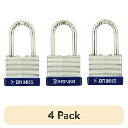 (4 pack) Brinks Laminated Steel Padlock 40mm Body with 1-8/16 inch Shackle, 3 pack