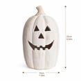 thumbnail image 3 of Halloween Jack O Lantern Pumpkin Decor, White Resin Pumpkin Decoration with Flameless Candle Light, Farmhouse Fall Decor for Indoor Outdoor Table, Shelf, Mantel and Porch, 3 of 6