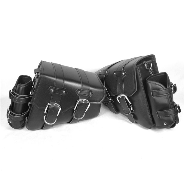 Sacoches Latérales Moto En Cuir Noir – 3 Pièces – Sacoches De Selle JMB – Neuf