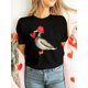 thumbnail image 1 of Valentine's Day Duck Graphic Print T-Shirt, Women's Casual Crew Neck Short Sleeve Top, Knit Fabric, Camisetas para mujer, lindas camisetas con estampado gráfico, de manga corta, estilo casual, para ve, 1 of 5