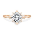 thumbnail image 2 of 2.00Ct Princess Cut Lab-grown diamond Engagement Ring, Angled Set with Clustered Accents, 14K Rose Gold, 2 of 7