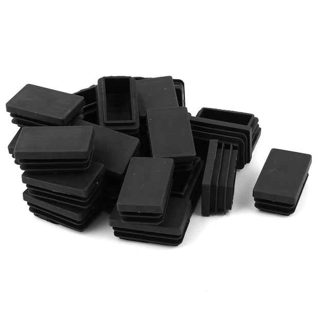 Unique Bargains 24 Pcs Antislip Plastic Rectangle 50mm x 30mm Chair Foot Cover Table Furniture Leg Protector Balck