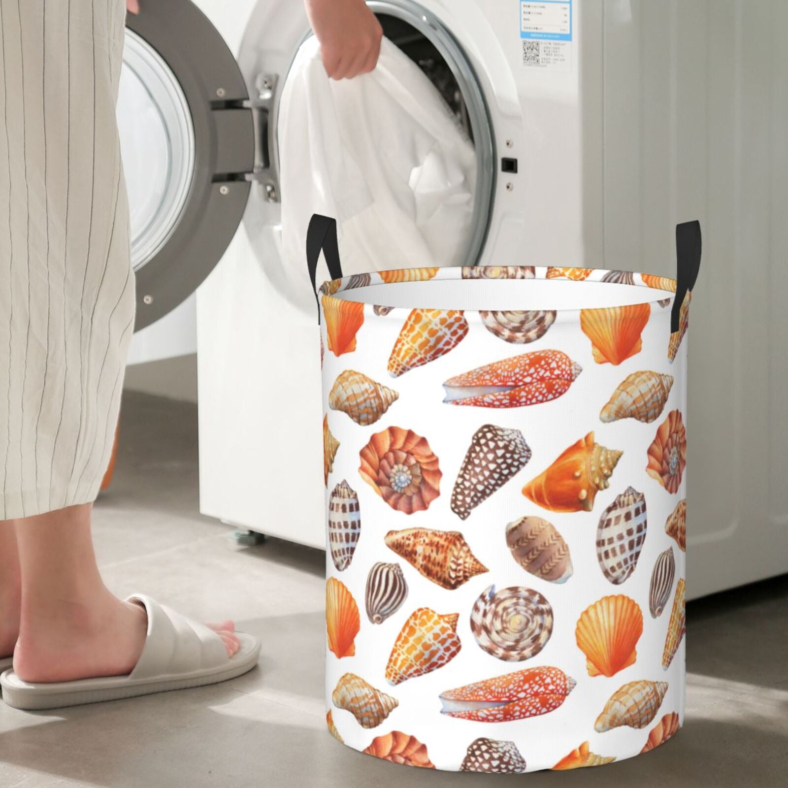 Large Laundry Basket with Handles - Conch Shell No.J914 Kids Baby Dirty Clothes Laundry Hamper for Bedroom Aesthetic