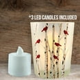 thumbnail image 2 of Christmas Candle Holders - Cardinals on Birch Branches on Frosted Glass - Tabletop Holiday Candleholders - Set of 3 - 2.75" H X 2.25" W- 9735, 2 of 6