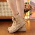 thumbnail image 1 of Zapatos de mujer acolchados de algodón, botas de nieve de piel de suela gruesa con forro polar de invierno, zapatos casuales antideslizantes gruesos y cálidos, 1 of 6