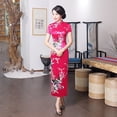 thumbnail image 1 of Vestido cheongsam mejorado de primavera y verano, vestido largo de satén con estampado para banquetes diarios, ropa de actuación para mujer, 1 of 5