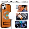 thumbnail image 5 of ELEHOLD Case for iPhone 15, Luxury PU Leather Anti-Scratch Magnetic Case with Invisible Kickstand for MagSafe Accessory,Khaki, 5 of 8