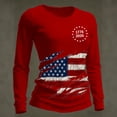 thumbnail image 2 of Women's Patriotic Long Sleeve T-Shirts 250th Anniversary American Flag Gradient Print Crewneck Slim Fit 4th of July Casual Tops , #01 Red, XXL, 2 of 3