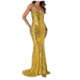 thumbnail image 1 of Wyzesi Robes Formelles Grande Taille pour Femmes Champagne Élégante Robe Maxi à Paillettes pour Femmes / Robe de Soirée Longueur au Sol / Robe Formelle Sans Manches, 1 of 6