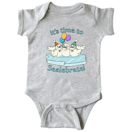 

Inktastic It s Time to Sealebrate Seals with Balloons and Party Hats Gift Baby Boy or Baby Girl Bodysuit