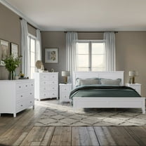 Newboti White Solid Wood 5 Pieces Queen Bedroom Sets(bed& nightstand*2& chest& dresser) 934735240279055