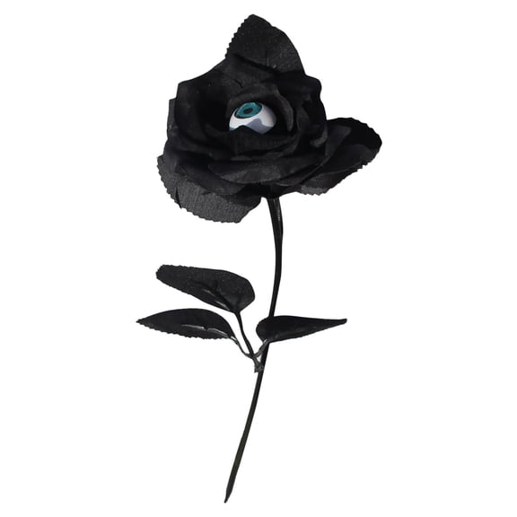 1 Pc Halloween Eyeball Rose, 15.3" Artificial Gothic Black Flower Stem for Spooky Vase Filler Centerpiece Decor