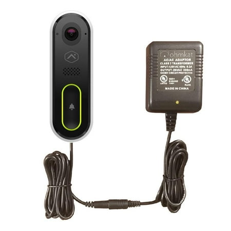 

OhmKat Video Doorbell Power Supply - Compatible with Alarm.com ADC-VDB770 - No Existing Wiring Required - Transformer Adapter Power Kit & Supply All In One (Black)