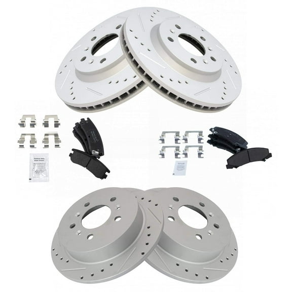 TRQ Rotor Brake Pad Metallic Performance Drilled Slotted Front & Rear Kit BKA12230 Fits select: 2006-2010 CHEVROLET IMPALA, 2006-2007 CHEVROLET MONTE CARLO