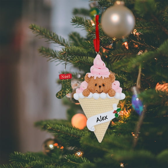 Maxora Personalized Ornaments Customized Christmas Ornament Bear Ice Cream Ornament Free Customize