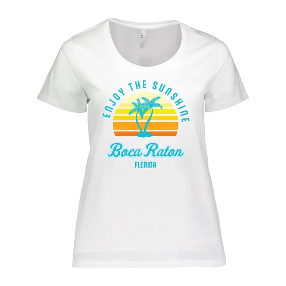Inktastic Summer Enjoy the Sunshine Boca Raton Florida in Blue Women's Plus Size T-Shirt