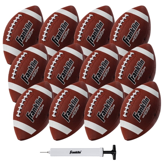 Franklin Sports Junior Size Rubber Football (Single, 6, or 12 Pack Deflated with Pump)