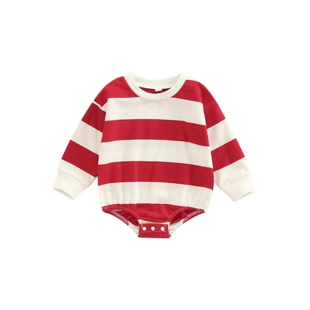 

Newborn Baby Boys Girls Sweatshirts Romper Long Sleeve Sweater Striped Loose Jumpsuits Infant Clothes