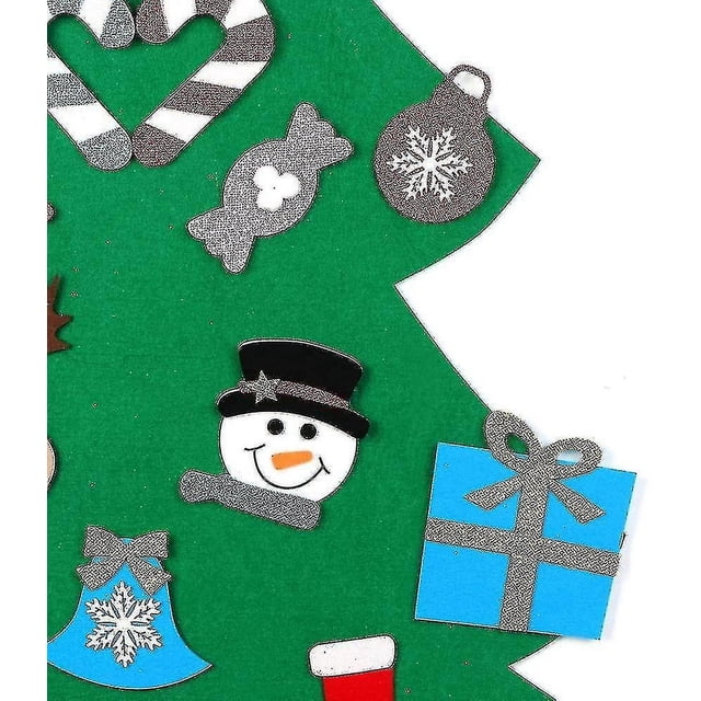 Árbol de Navidad de fieltro de 3 pies con adornos brillantes, árbol de Navidad para colgar en la pared