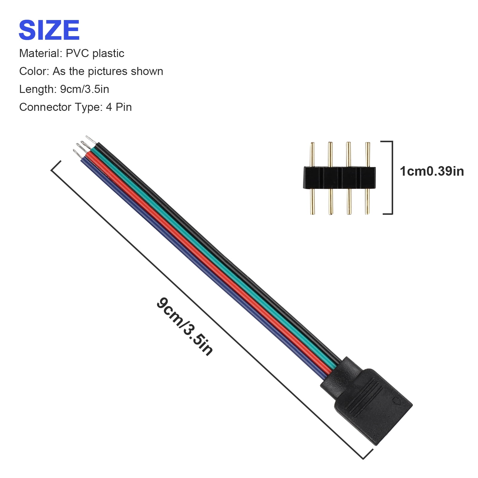 LED RGB Strip Light Connector, EEEkit 4 Pin Conductor Wide Strip to  Controller Jumper Solderless Clamp On Pigtail Adapter for 5050/3528/2538  Color Changing Flexible LED Strip light - Walmart.com