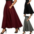 thumbnail image 5 of High Waist Pleated Long Skirts Women Vintage Flared Full Skirt Swing Satin Dress, 5 of 5