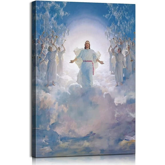 Jesus Canvas Wall Art Jesus on the Cloud Like an Angel Painting for Wall Jesus Picture Artwork Full of Love and Hope Christian Wall Art Jesus Wall Decor Jesus Painting for Bedroom decor