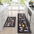 thumbnail image 2 of Mushrooms Kitchen Mat Set Anti Fatigue 2 Piece, Non-Skid Waterproof Kitchen Mats and Rugs Cushioned, Washable Black Kitchen Rug Floor Comfort Mats for Kitchen Home, 48" x 18" + 30" x 18", 2 of 6