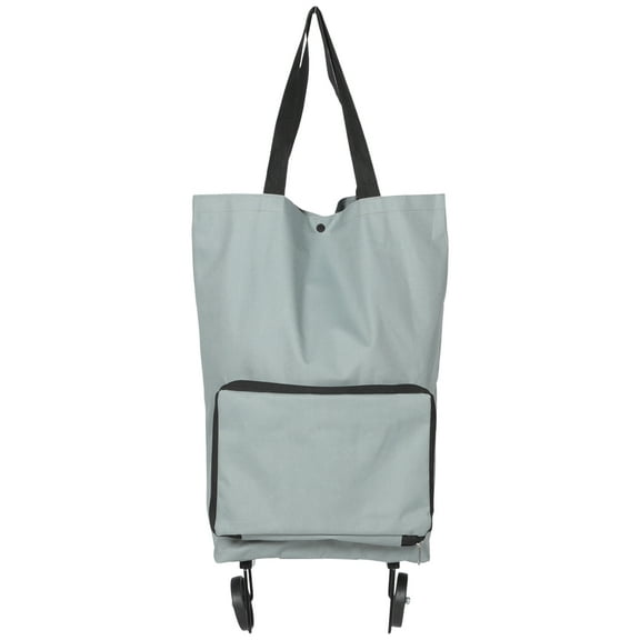 NIAIZEK Foldable Shopping Bag with Wheels Grey PVC and Metal Large Capacity Hand Straps