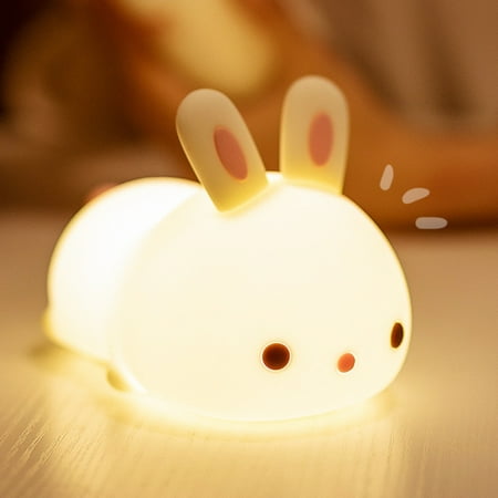 

Kids Night Light Bunny Cute Lamp Silicone Baby Night Light with Touching Sensor Rechargeable Color Changing for Children New