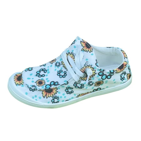 

GNEIKDEING Women Sunflower Soft Sole M age Flat Sneakers Casual Lace Up Casual Shoes Soft Sole Sneakers Gift on Clearance
