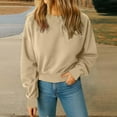 thumbnail image 5 of Fmbrln Womens Cropped Sweatshirts Long Sleeve Crew Neck Pullover Sweatshirts Casual Loose Solid Blouse Beige M, 5 of 5
