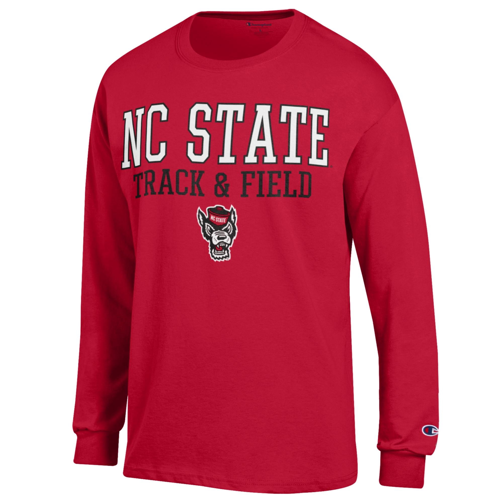 Men's Champion  Red NC State Wolfpack Track & Field Stack Long Sleeve T-Shirt